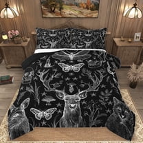 Homewish Wild Deer Bedding Comforter Set,Gothic Skull Skelelton Twin Comforter Sets,White Black Bedding Set For Boys Girls,Microfiber Bedroom Decor Reversible,2-Piece
