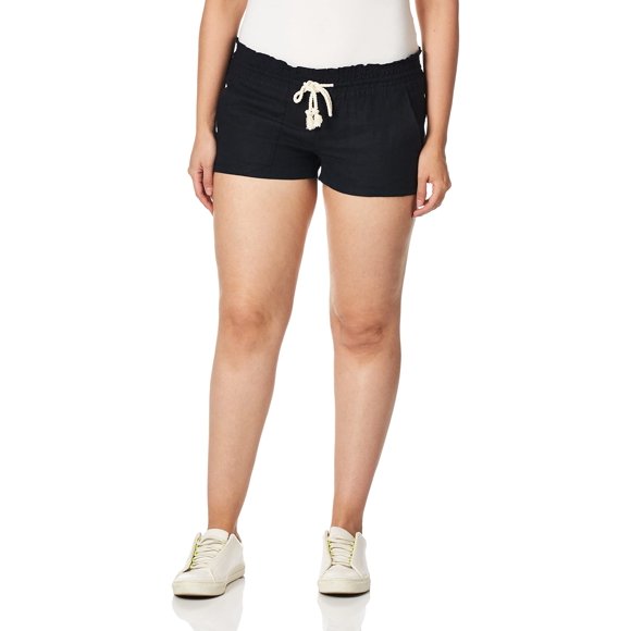 Roxy Short Junior Oceanside Taille Élastique en Denim, Noir Véritable, Très Petit
