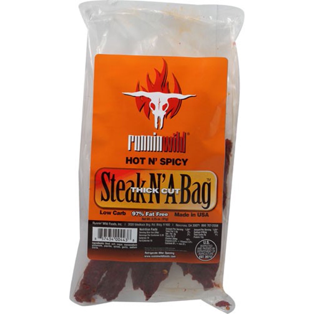 Runnin' Wild Steak N a Bag Beef Jerky, Hot 'n Spicy, 3.25 Oz Walmart