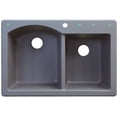 thumbnail image 3 of Transolid Aversa 33in x 22in silQ Granite Drop-in Double Bowl Kitchen Sink with 2 BA Faucet Holes, In Grey, 3 of 4