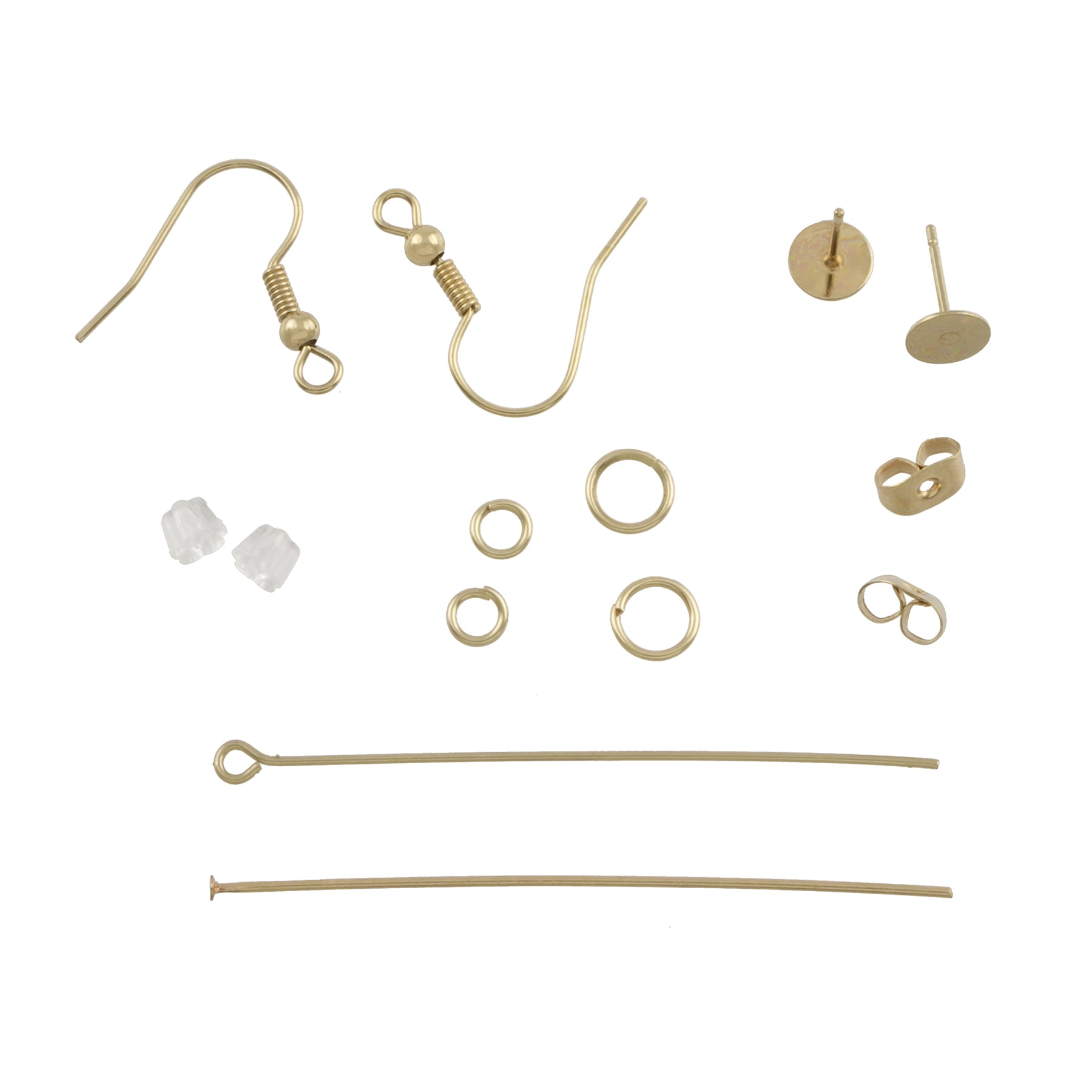 Gold Earring Finding Kit by Bead Landing – 400-Piece Nickel-Free Jewelry Supply Sets with Ear Wires - Posts - Pins - Backs & Jump Rings - 12 Pack
