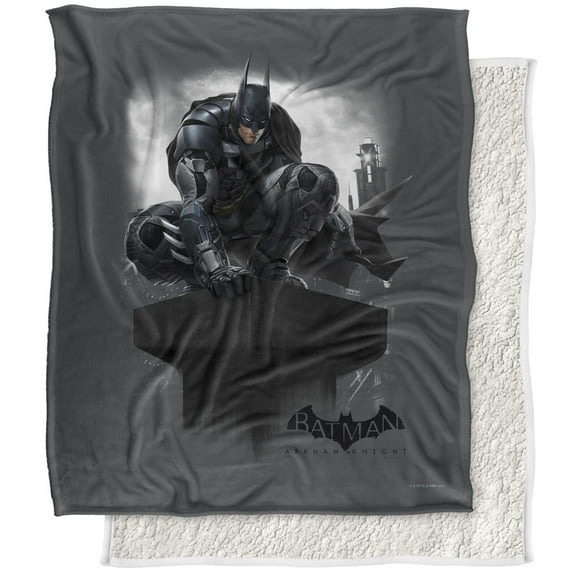 LOGOVISION Batman Arkham Knight Blanket, 50inx60in, Perched Silky Touch Sherpa Back Super Soft Throw Blanket