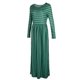 thumbnail image 4 of Vestido Largos Maxi Plisados ​​de Manga Larga a Rayas Manga 3/4 Mujer Casual Estilo - L verde se describe Sunnimix vestido maxi a rayas, 4 of 8
