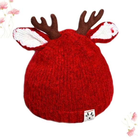 HINTRMENT 1Set Kids Holiday Beanie Hat Red Woolen Yarn Warmth Outdoor Wear