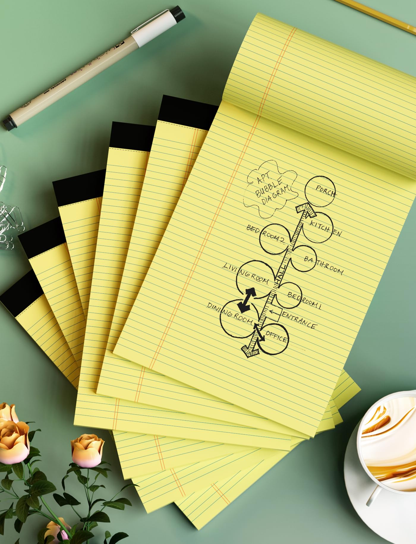 24 Pack Yellow Legal Pads 8.5 X 11 Letter Size Lined Writing Note Paper 8.5 11 College Ruled Pad Tablets 8.5 11 30 Sheets Per Notepads