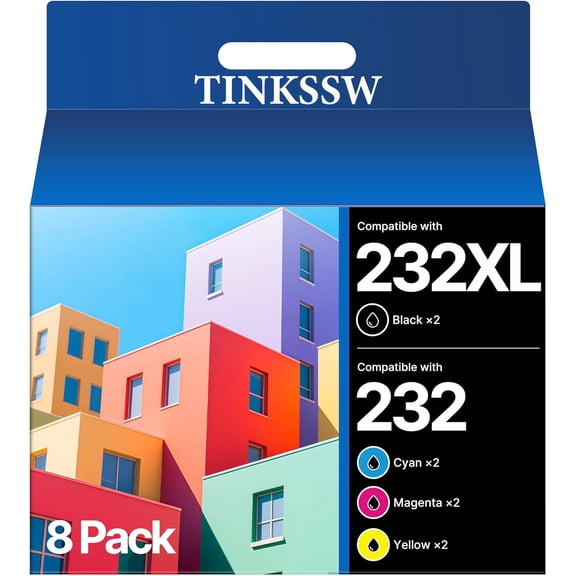232XL Ink Cartridges for Epson 232XL Ink Cartridge Combo Pack 232 XL with Expression Home XP-4200 XP-4205, Workforce WF-2930 WF-2950 (2Black 2Cyan 2Magenta 2Yellow, 8 Pack)