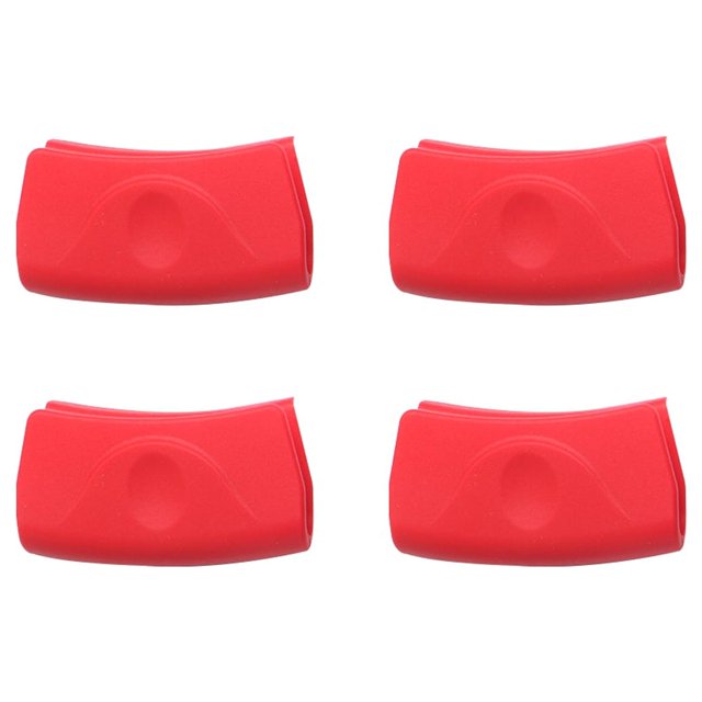 4pcs Silicone Pot Handle Cover Anti-scald Grips Heat Resistant Pot Holder Protector Kitchen Tools (Red)