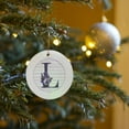 thumbnail image 7 of 3drose, Pretty Purple Floral and Stripes Monogram Initial L, Circle Porcelain Ornament, 7 of 7