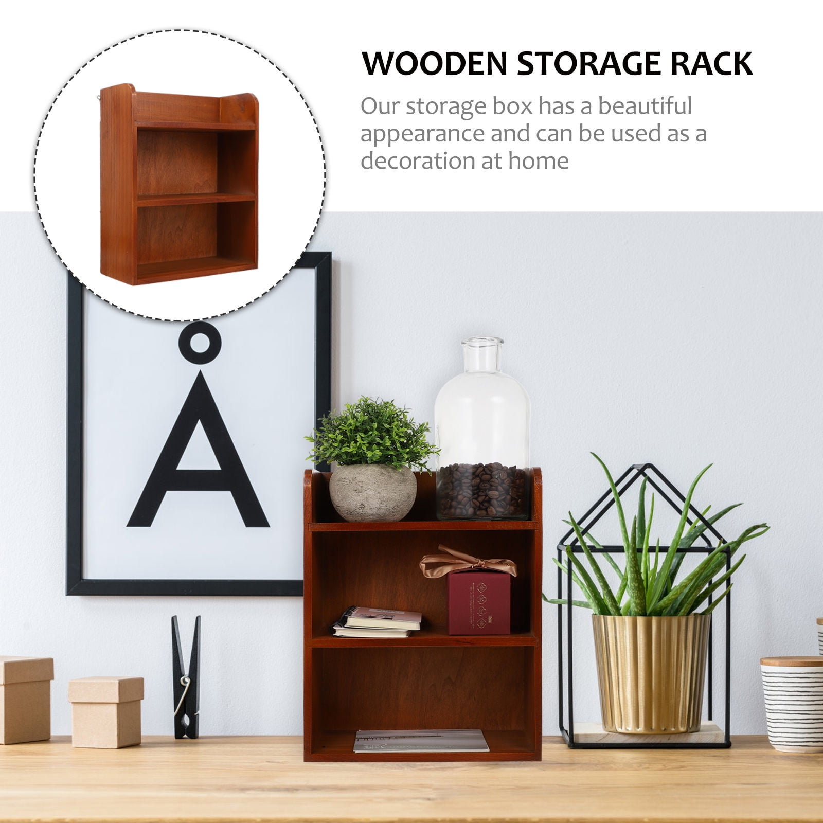 Raindrops  Organizer Multi-layer Solid Wood Rack Wooden Desk Mini Storage Holder