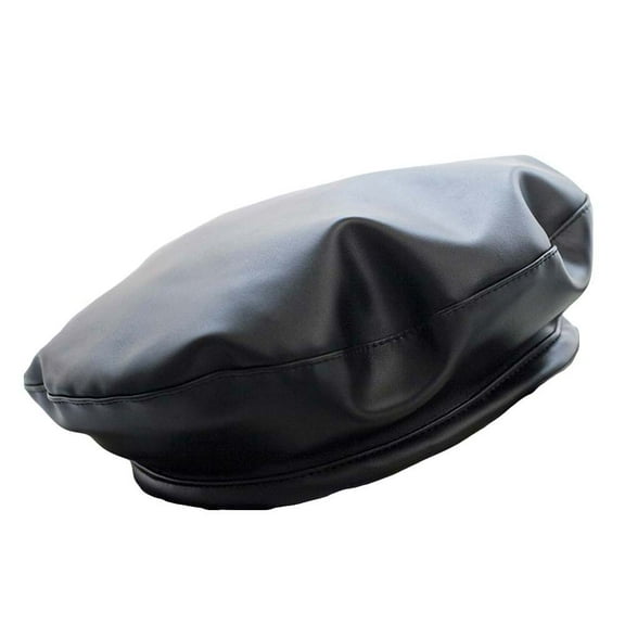 PU Leather Beret Hat for Women Girls Lady, French Style Artist Painter Cap