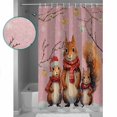 thumbnail image 4 of Animal Squirrels, Waterproof Fabric Shower Curtain, Christmas Blush Pink Snowflake Shower Curtain for Bathroom Curtains Bathtubs Hotel Washable Shower Curtains with 12 Hooks Stall 54x78in, 4 of 6