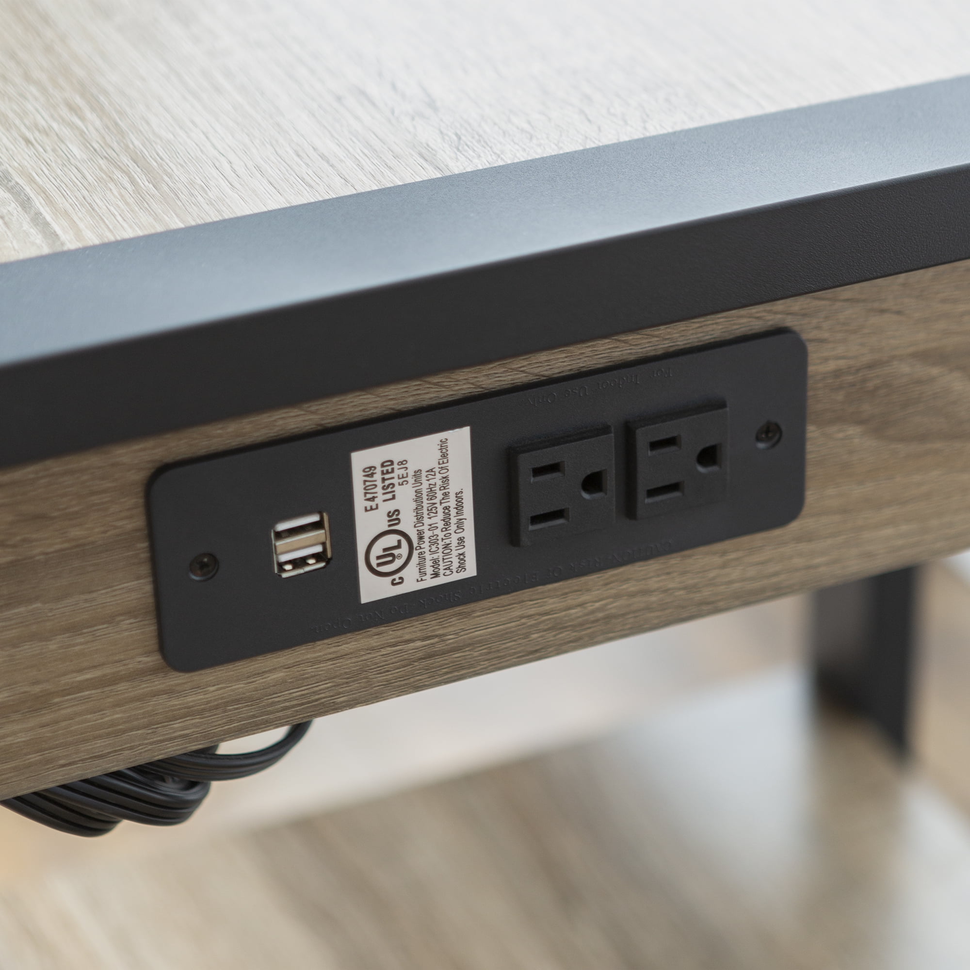 Walker Edison Industrial 4-Shelf Computer Desk with USB Port, Driftwood