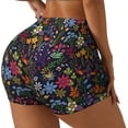 thumbnail image 2 of Kdxio Flowers And Birds Print Workout Shorts for Women Seamless Soft Smooth Gym Yoga Scrunch Active Shorts, 2 of 9