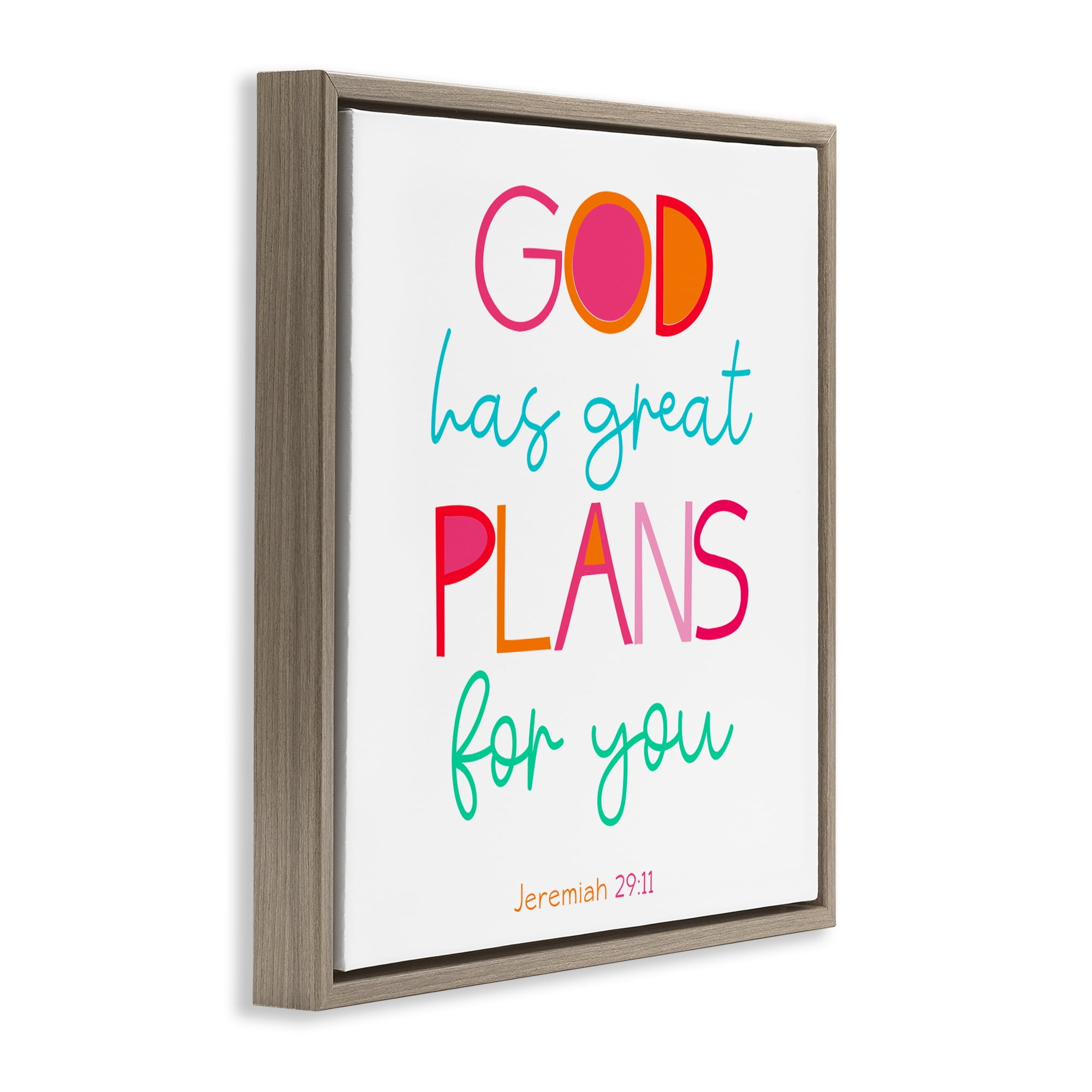 Stupell Industries Whimsical God's Plans For You Brown Framed Floater Canvas Wall Art, design by SD Graphics Studio