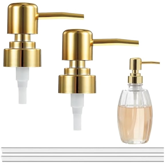 2Pack Gold Soap Pump Replacement,Reusable Soap Dispenser Pump Head for Hand Dish Bottle and Lotion(Gold)