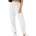 thumbnail image 2 of Virmaxy Womens Waffler Jogger Pants with Pockets Solid Sport Straight Leg Casual Pants Comfy High Waisted Lounge Pajama Flowy Pants with Pockets White M, 2 of 6