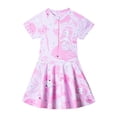 thumbnail image 5 of Lullu Girls Half Zip Short Sleeve Rashguard Swim Dress One-Piece Swimsuit with UPF50+, 5 of 6