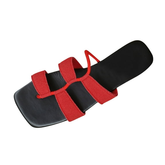 Hopeusnice Flats Shoes for Women Non-Slip PU Materials Summer Shoes Breathable Open Toe Soft Flat Heel Women's Flats Shoes Trendy Flexible Walking Shoes Red 38