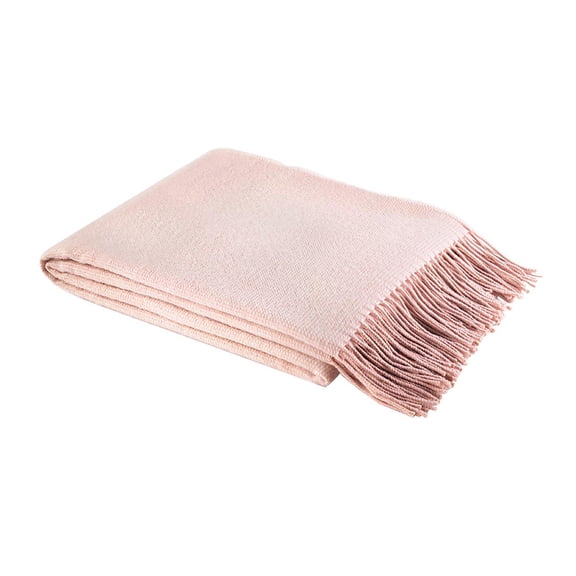 Merino Wool Throw Blanket, Pure Wool Blanket for Sofa, Soft Warm Office Nap Blanket, Pink Fringed Throw Blanket, Double-Sided Dual-Color Design, 47.2 x 59.1 in / 120 x 150 cm