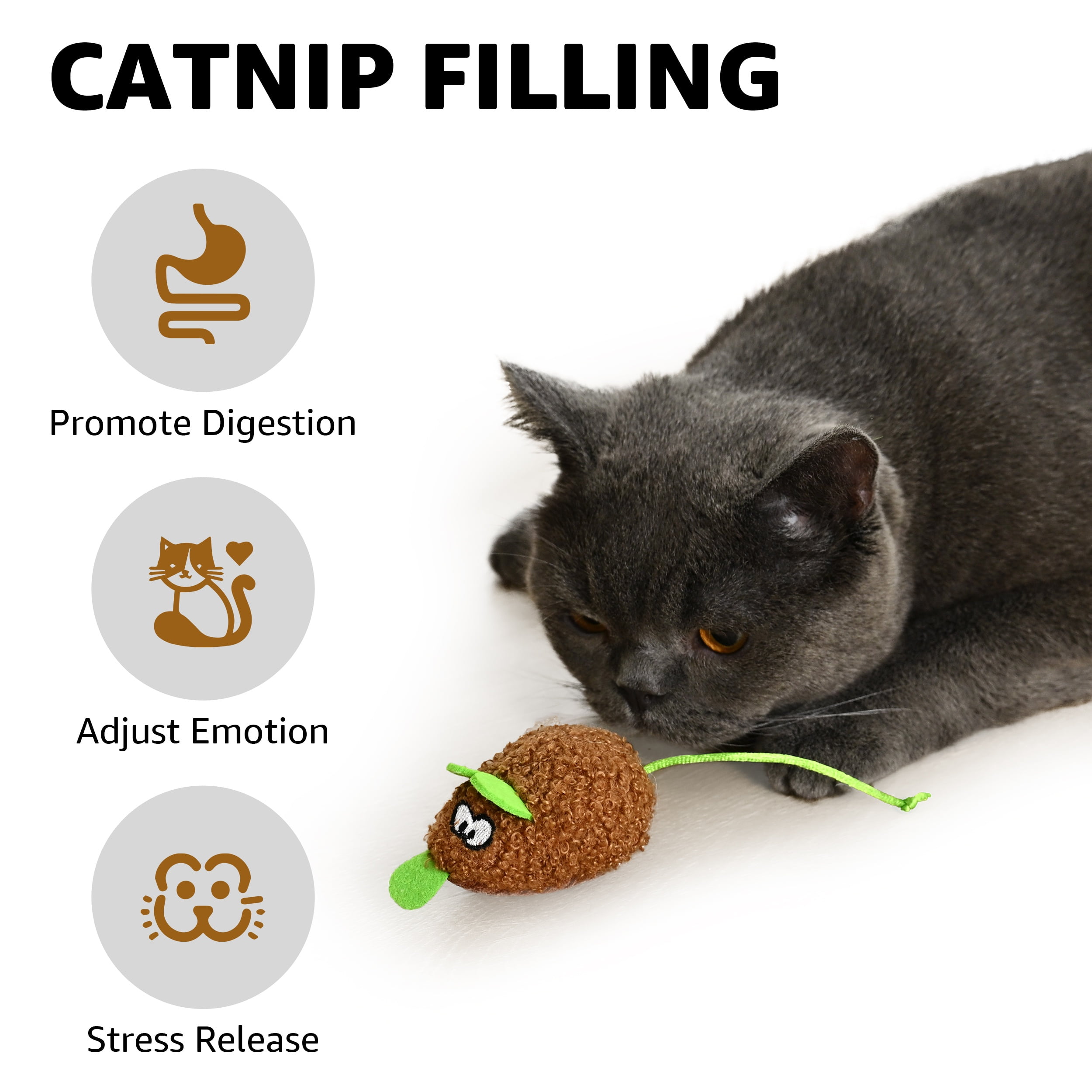 Max & Marlow Cat Mice Toys, 6-Pack Plush Mice Toys Filled Catnip for Indoor Cats