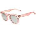 thumbnail image 3 of sunglassLA Unisex Geometric Colorful Translucent Frame Color Mirrored Lens Hexagonal Sunglasses (Pink / Silver Mirror) - 45mm, 3 of 4
