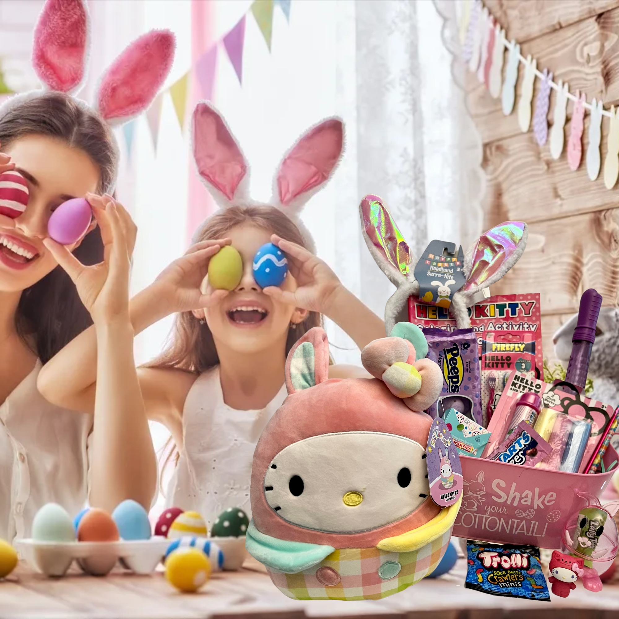 Hello Kitty Plush Easter Basket Gift Set 