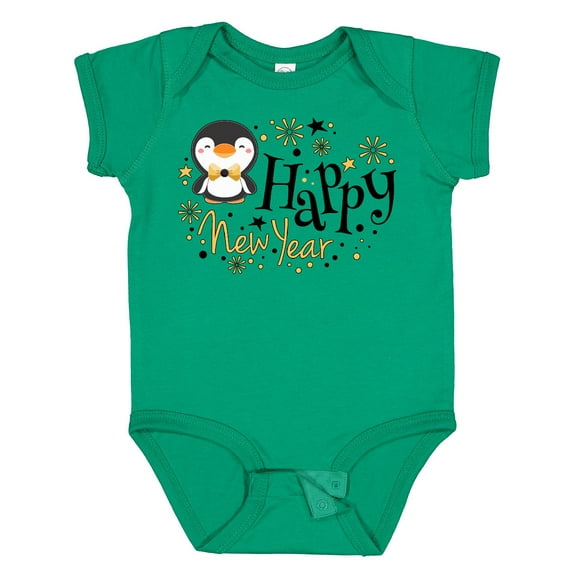 Inktastic Happy New Year with Cute Penguin Boys or Girls Baby Bodysuit