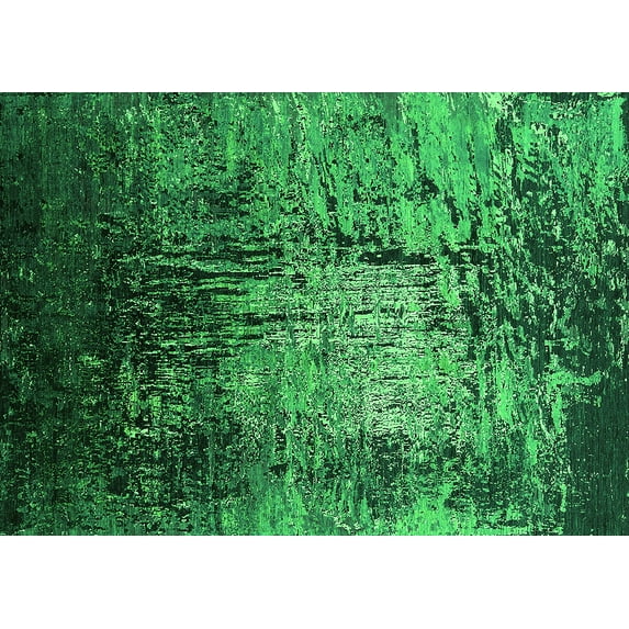 Ahgly Company Indoor Rectangle Oriental Green Industrial Area Rugs, 4' x 6'
