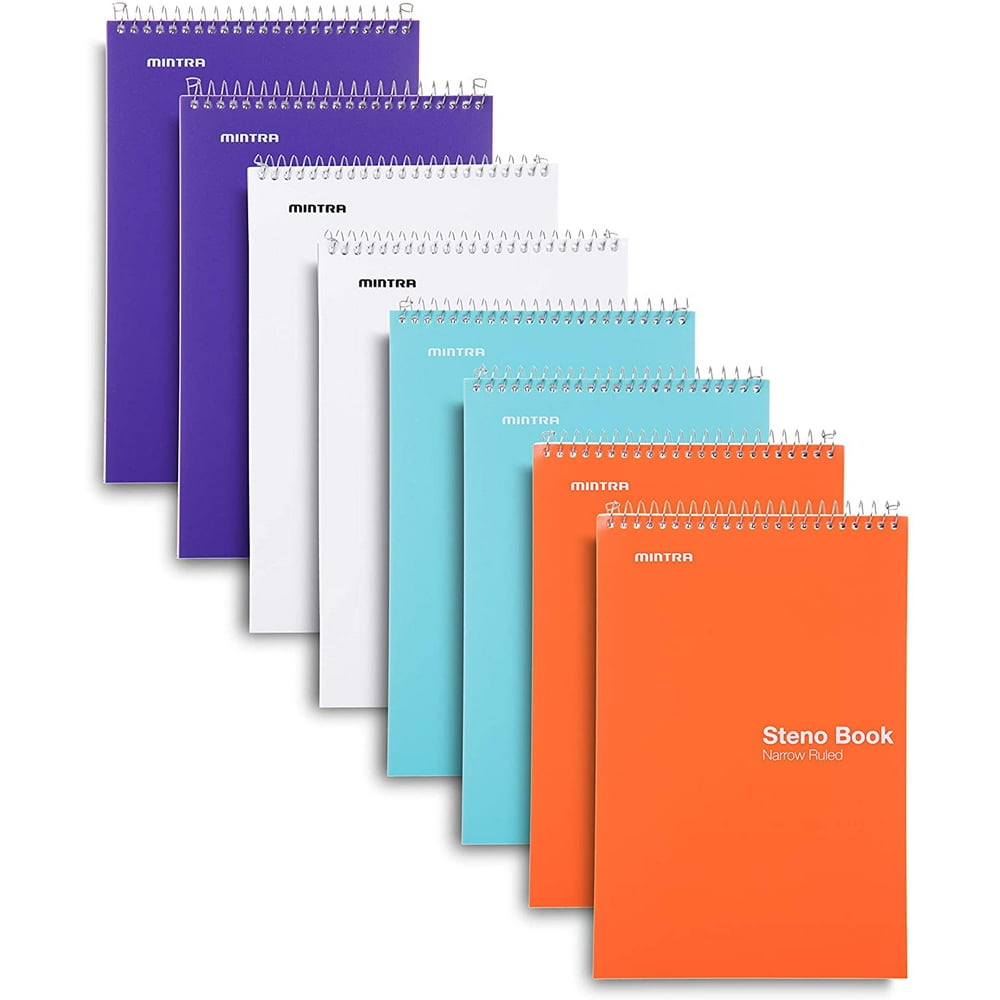Mintra Office Steno Book 6x9 PASTEL/BRIGHTS Colors 8 Pads/Pack