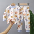 thumbnail image 2 of Zwiiyzr 1-8Y Fall Winter Toddler Baby Boy Girl Clothes Set Cartoon Long Sleeve Crewneck Sweatshirt Top Casual Pants Outfit Sweatsuit Loungewear Khaki, 2 of 3