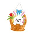 thumbnail image 4 of Letrero de puerta con decoración de Pascua, letrero de Feliz Pascua, placa colgante, conejito de Pascua Estilo H, 4 of 9
