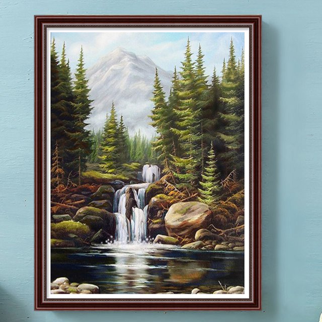 Cuadros Decorativos Kit de pintura por números DIY Stream Hand Oil Art Picture Craft Home Wall Decor(1364) Wdftyju embutido en tela