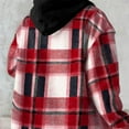 thumbnail image 5 of SwiftWear Women's Plaid Shirt Jacket Warm Hooded Fleece Coat Button Pocket Casual Outerwear Thick Cozy Shacket, Red, 5 of 7