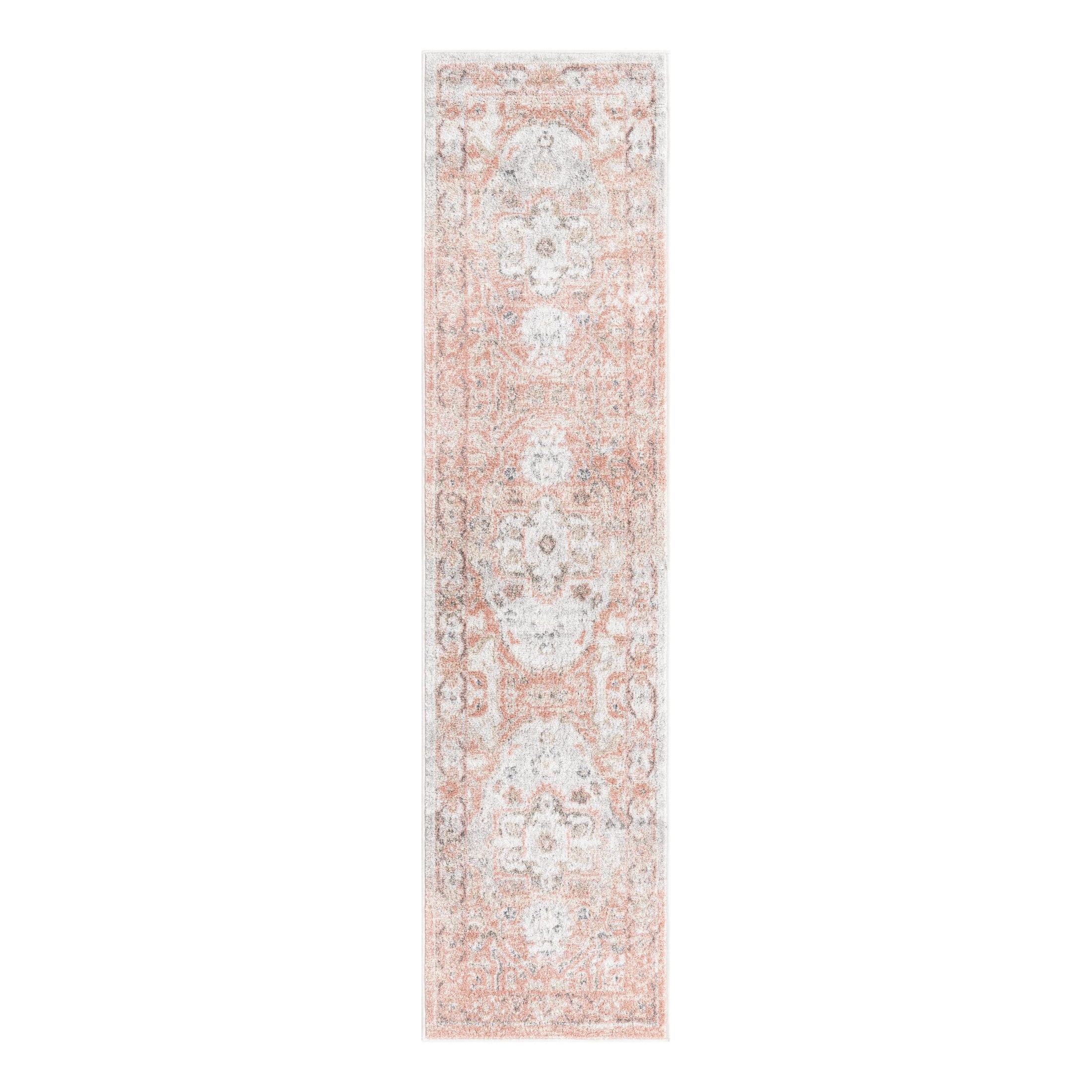 Unique Loom Madeline Vintage Collection Area Rug - Jackson (2' x 8' Runner Rose Pink/Ivory)