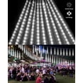 thumbnail image 3 of Asisol Christmas Meteor Shower Lights Outdoor, 12 inch 8 Tube 192 LEDs White Meteor Lights, Raindrop Snowfall Icicle Lights for Tree Yard Party Patio Christmas Decoration, Cool White, 3 of 7