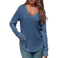 thumbnail image 2 of Women Deep V Neck Long Sleeve Oversized Casual Loose Fit Tunic Tops, 2 of 6