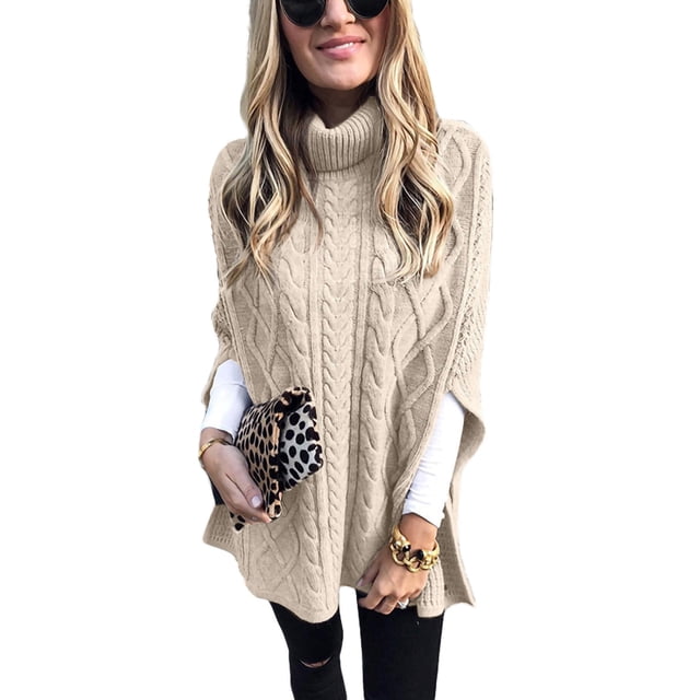 LUXUR Chandail Châle pour Femmes, Hauts, Tricot Torsadé, Chandails Tricotés Chic, Beige, P