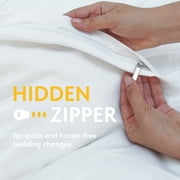 White Classic Luxury Collection 3-Piece Microfiber Zippered Duvet Cover Set, White, King, 104 x 90