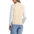 thumbnail image 3 of INSPIRE CHIC Women's Pullover Knit Sweaters Solid Color V Neck Sleeveless Sweater Vests XL Beige, 3 of 6