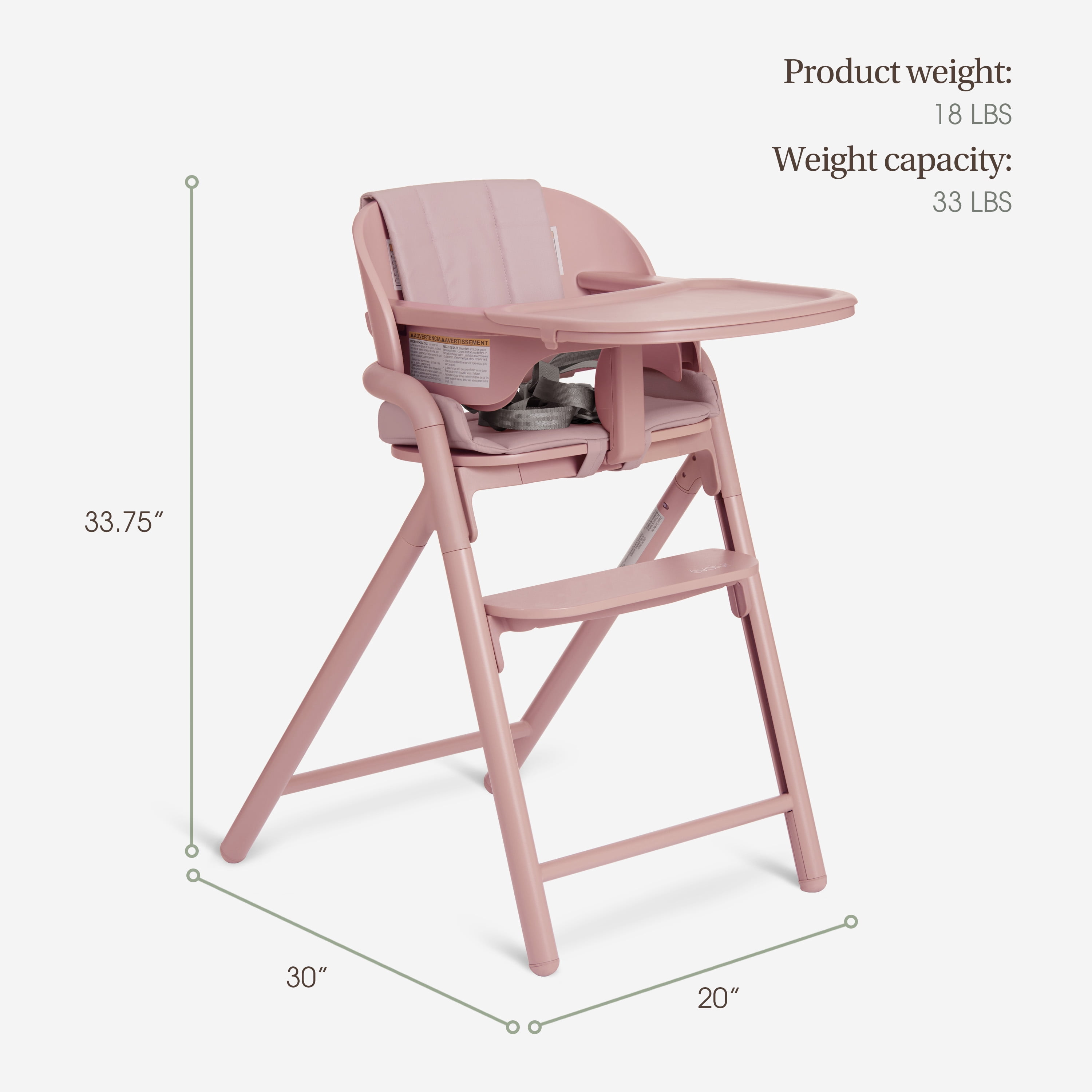 Evolur Step and Savor Convertible High Chair​, Rose Petal