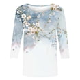 thumbnail image 4 of Edvintorg Going Out Tops for Women 3/4 Length Sleeve Crew Neck Tunic Shirts Floral Printed Summer Blouses Plus Size Fashion Woman Clothes Multicolor XXXXXL, 4 of 5