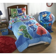 PJ Masks Kids Twin Sheet Set, White and Blue