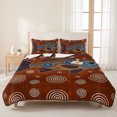 thumbnail image 3 of Quilts Twin XL Size Bedding Set, Southwest Tribal Lightweight Quilted Comforter, Vintage Rustic Fish Motifs Wooden Texture Soft Bedspread Coverlet with Pillow Covers for All Season, 68" x 98", 3 of 9