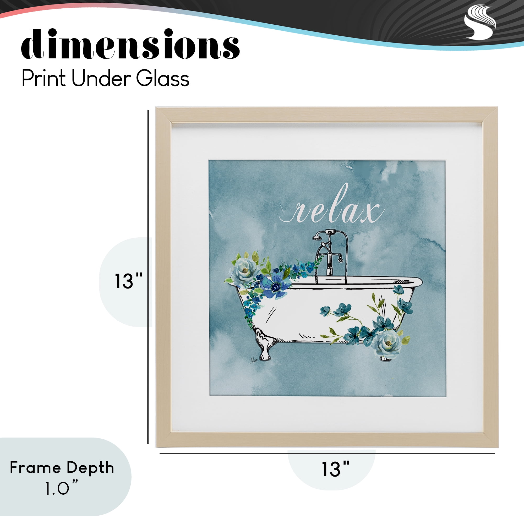 Stupell Industries Floral Bathroom Rules Relax Birch Framed Print Under Glass, design by Nan