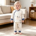 thumbnail image 5 of xaweyi Toddler Boys Girls Warm Two Piece Clothing Outfit Long Sleeve Tops and Pants Casual Homewear Suit for Autumn Winter Size 6-9 Months, 5 of 6