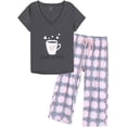thumbnail image 1 of Women's Capri Pajama Sets Plus Size Sleepwear 2 Piece Ladies Sleep Set,Grey, 1 of 5