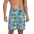 thumbnail image 2 of Vsdgher Crocodile Riding Skateboard Print Men's Pajama Shorts Lounge Bottoms Sleep Shorts Elastic Waist Lightweight PJ Shorts with Pockets-Large, 2 of 6