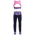 thumbnail image 3 of MSemis Kids Girls Athletic Sport Crop Top with Leggings Digital Printed Love Dance 2 Pieces Mesh Outfit, 3 of 7