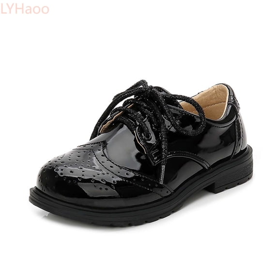 LYHaoo Boys Classic Dress Shoes Formal Casual Round Toe Flats Shoes for Boys School Uniform Shoes,Black,Sizes 11(6.77") Little Kid