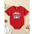 thumbnail image 2 of Wassery Baby Boys Jumpsuits 4th of July Outfits Letter Print Short Sleeve Romper Summer Independence Day Clothes for Newborn 0-18 Months, 2 of 9
